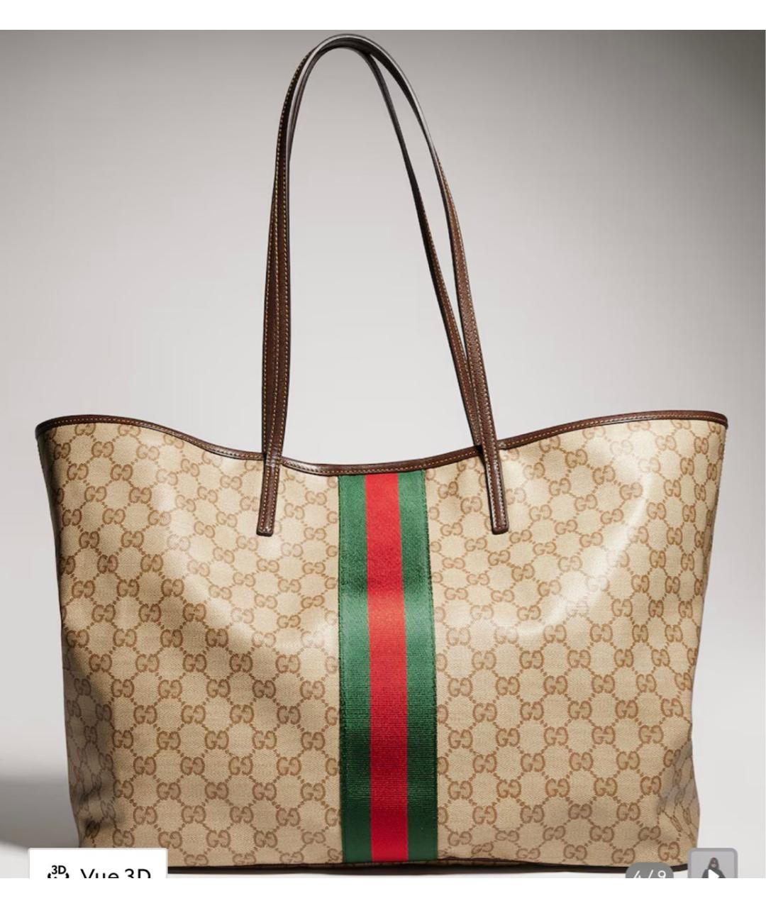 GUCCI Бежевая сумка тоут из канвы, фото 5
