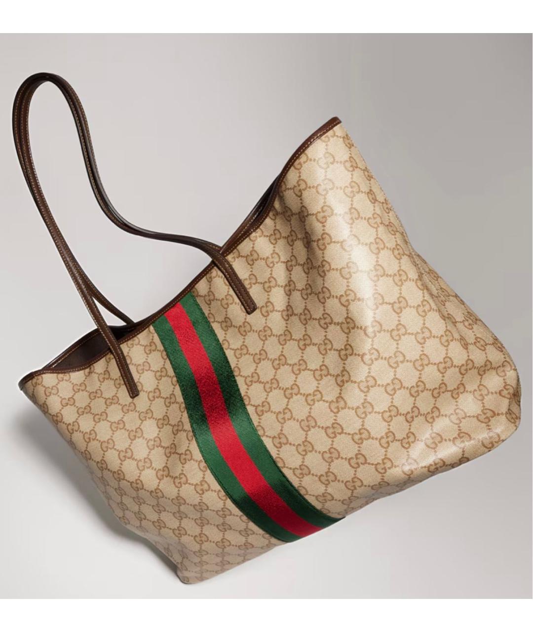 GUCCI Бежевая сумка тоут из канвы, фото 2