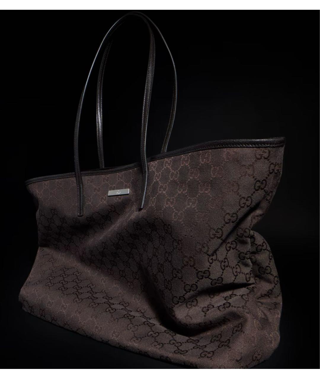 GUCCI Коричневая сумка тоут из канвы, фото 2