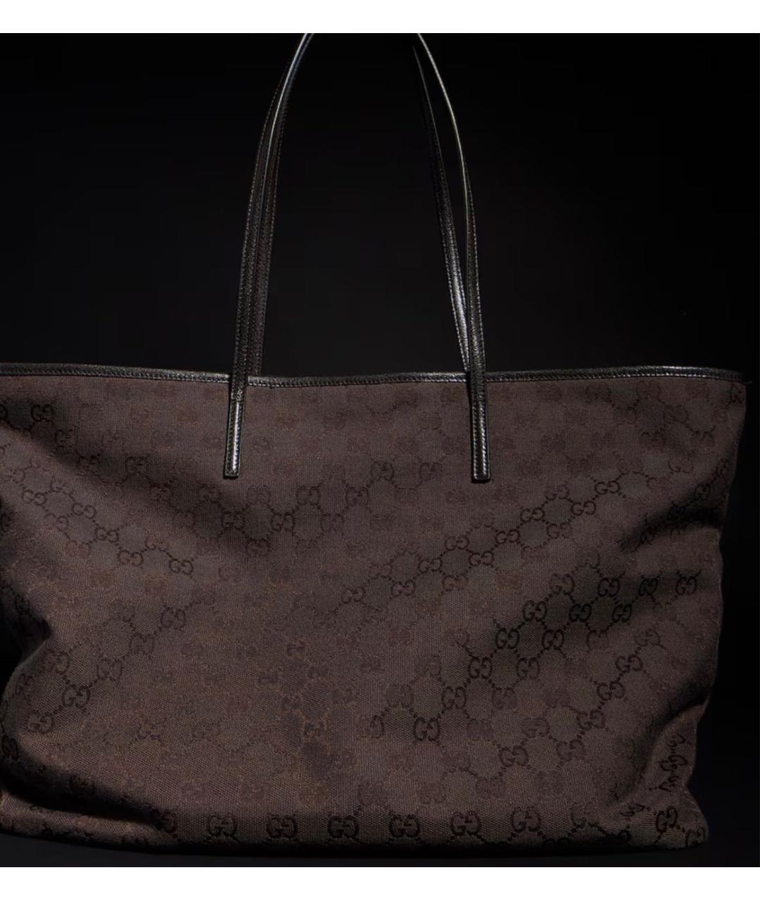 GUCCI Коричневая сумка тоут из канвы, фото 3