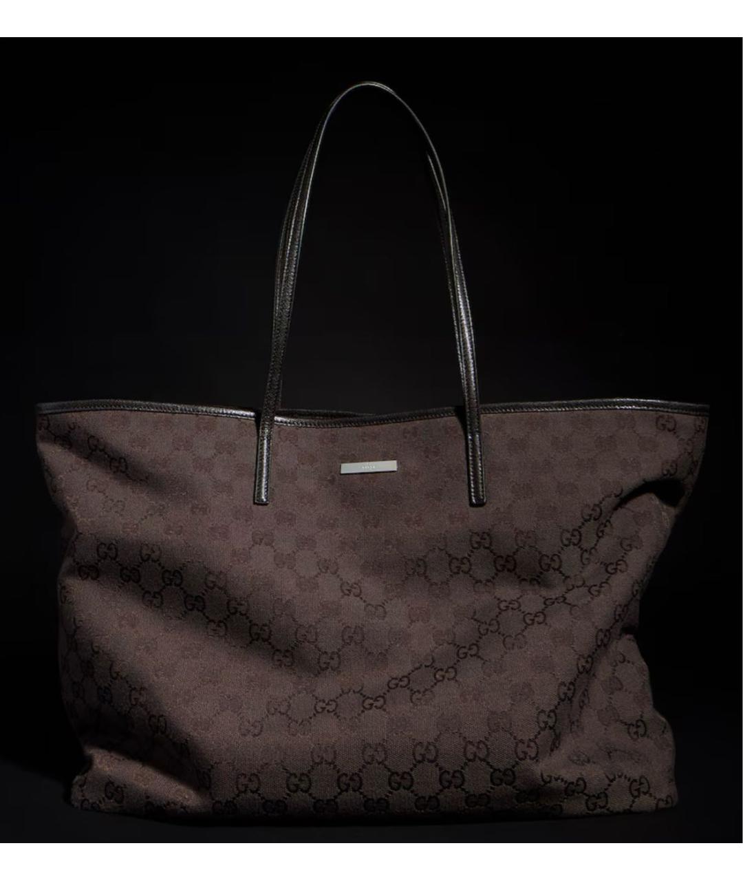 GUCCI Коричневая сумка тоут из канвы, фото 5
