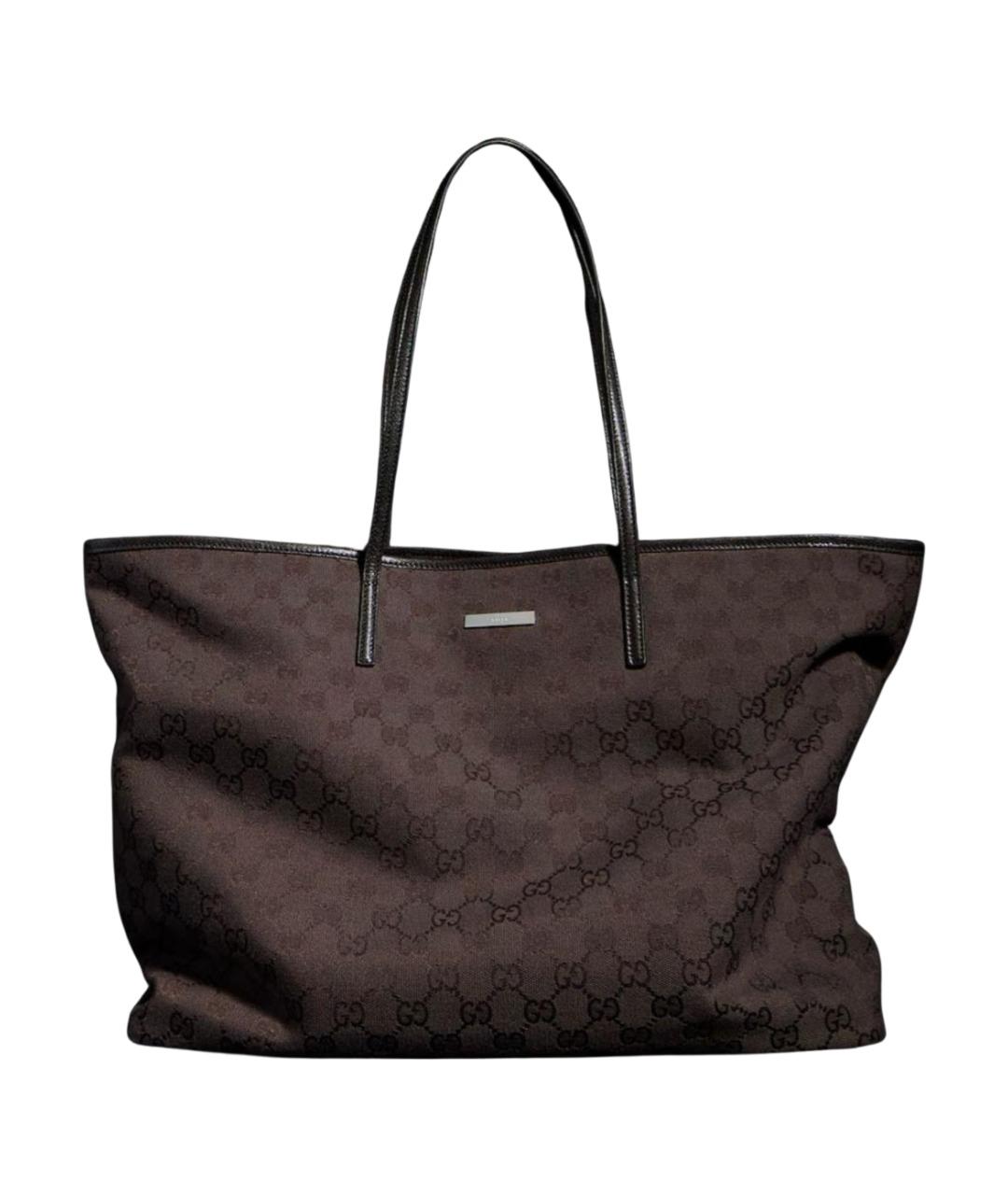 GUCCI Коричневая сумка тоут из канвы, фото 1
