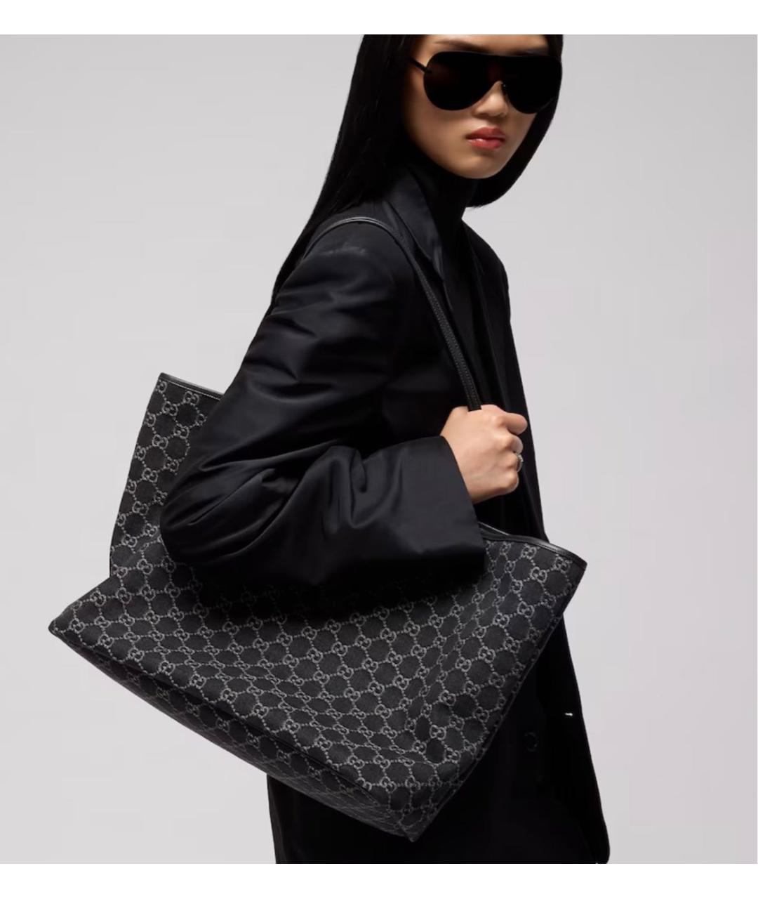 GUCCI Черная деним сумка тоут, фото 4