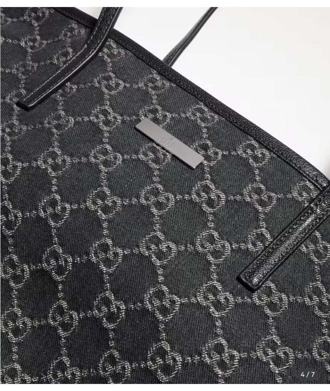 GUCCI Черная деним сумка тоут, фото 3