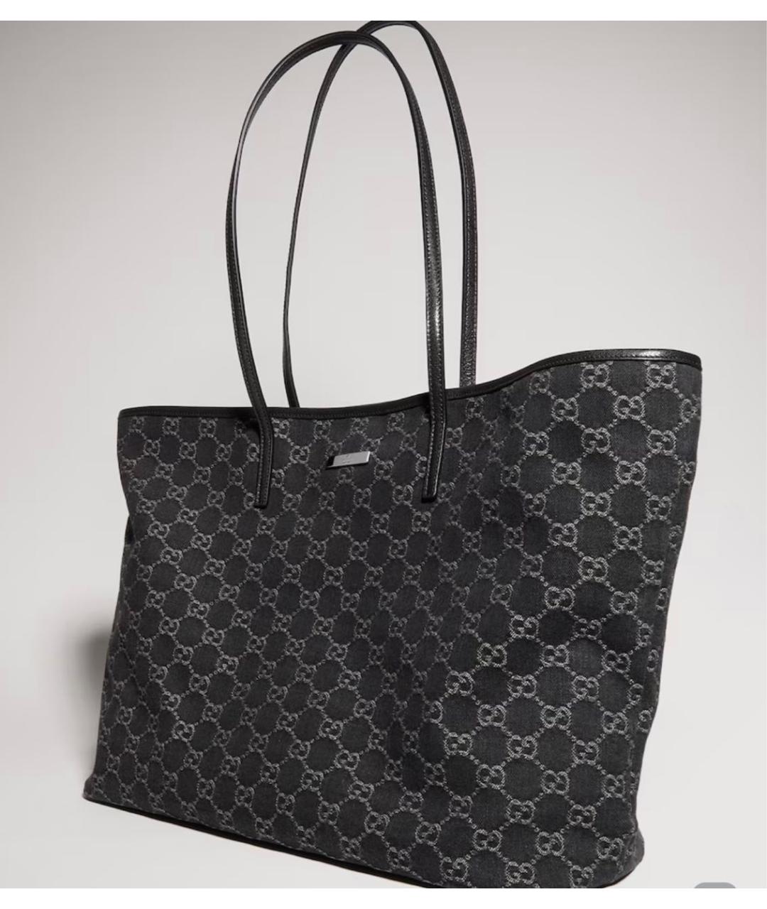 GUCCI Черная деним сумка тоут, фото 5