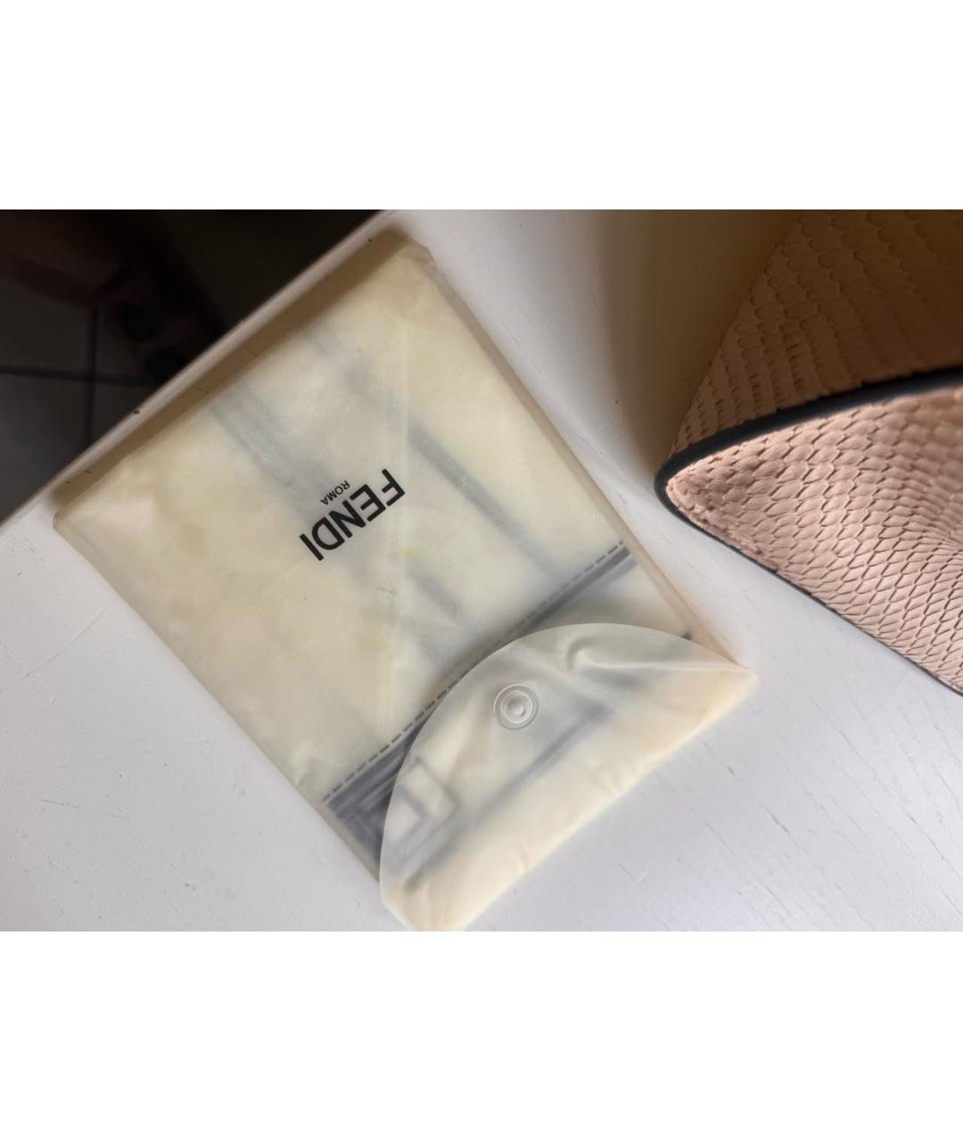 FENDI Розовая сумка с короткими ручками из кожи питона, фото 7