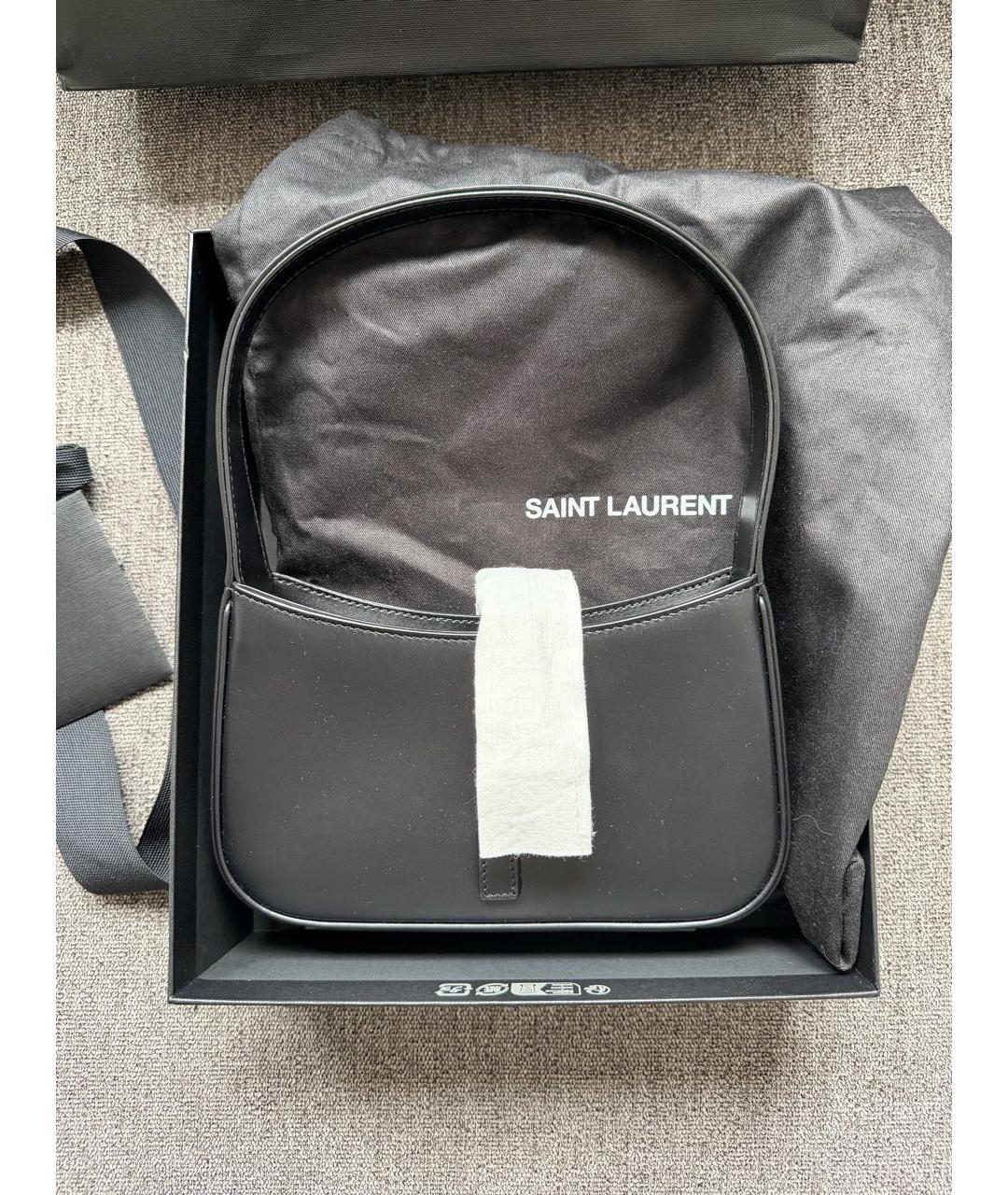 SAINT LAURENT Черная кожаная сумка с короткими ручками, фото 3