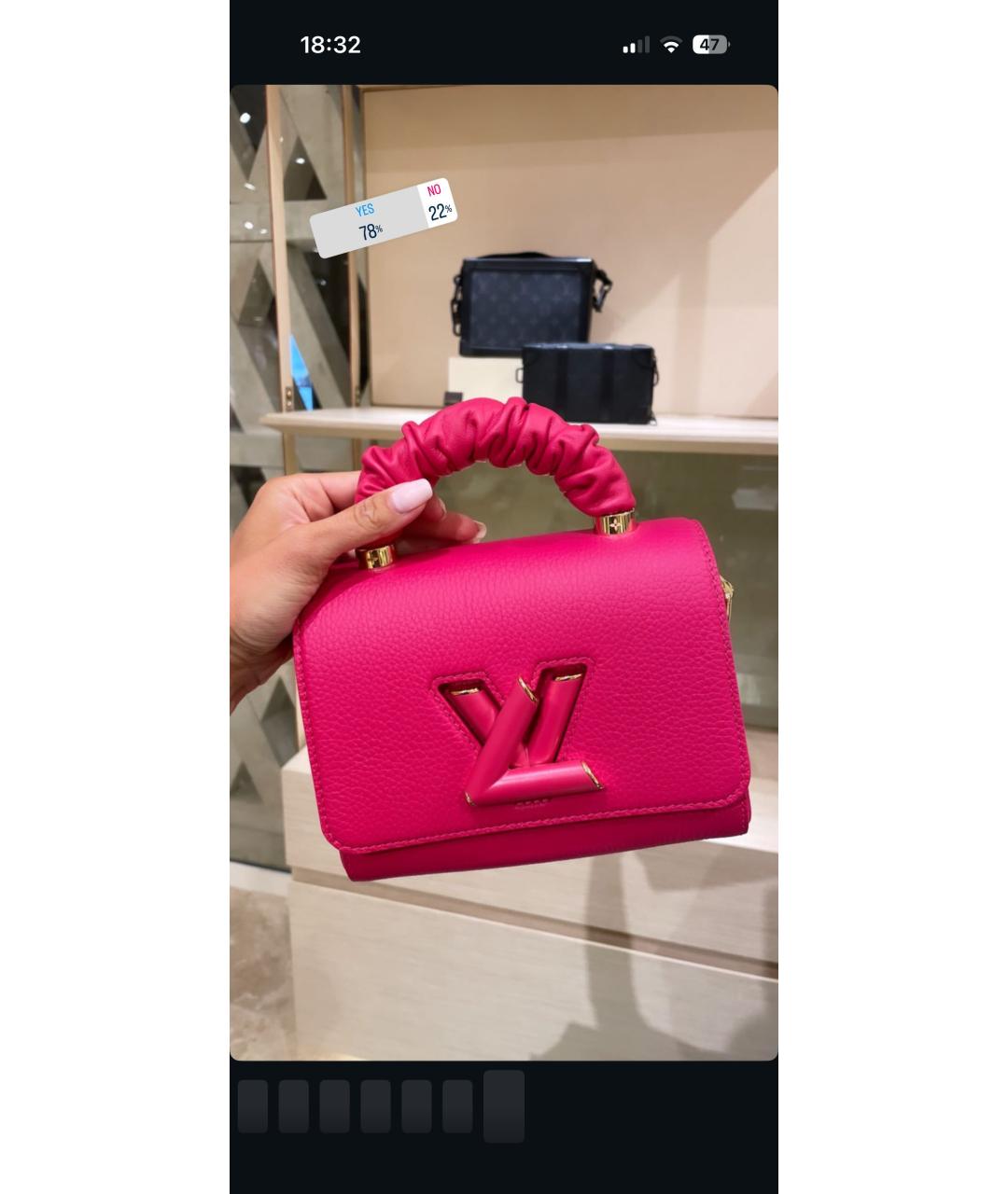 LOUIS VUITTON Розовая кожаная сумка через плечо, фото 2