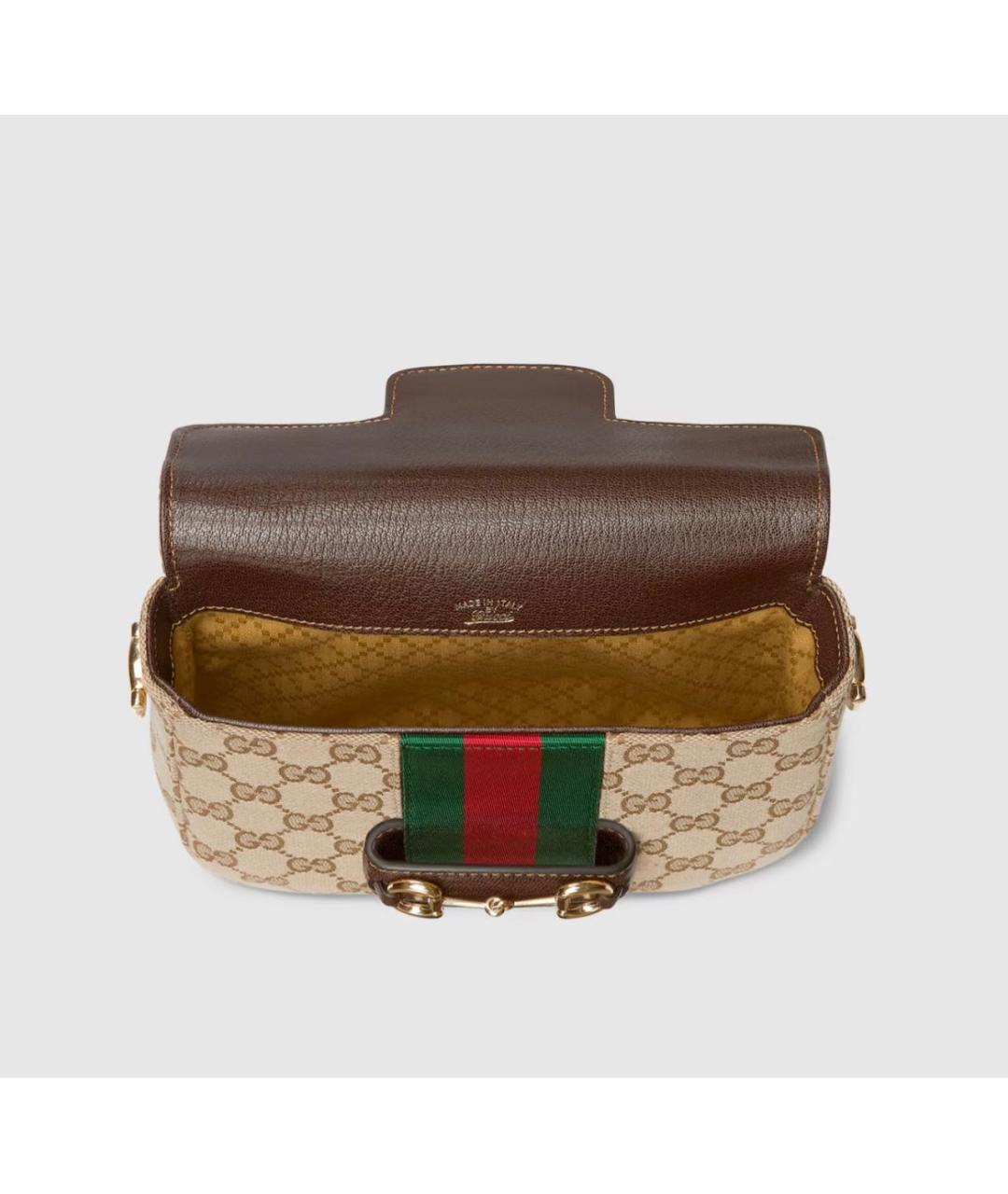 GUCCI Бежевая сумка через плечо из канвы, фото 5