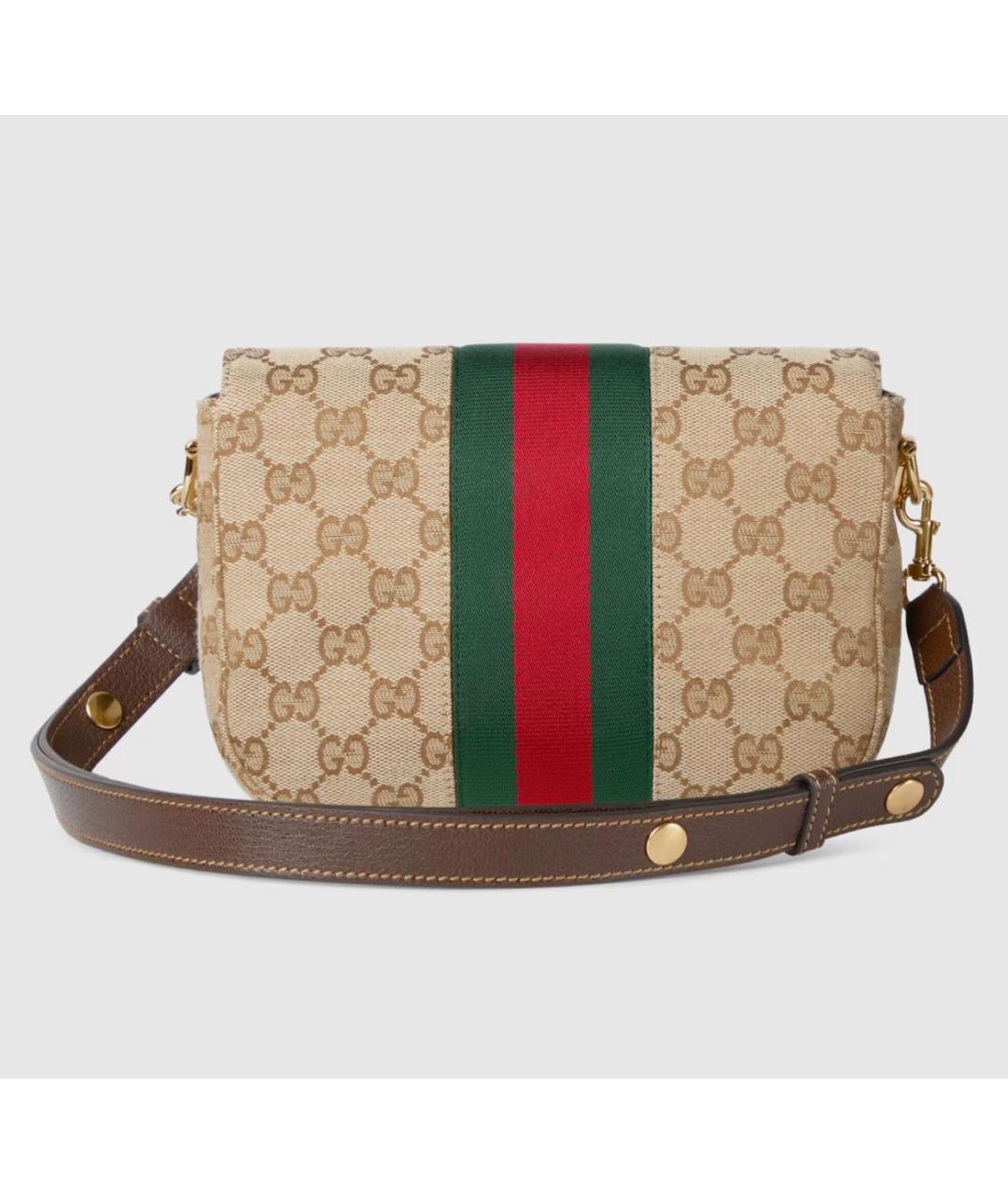 GUCCI Бежевая сумка через плечо из канвы, фото 4