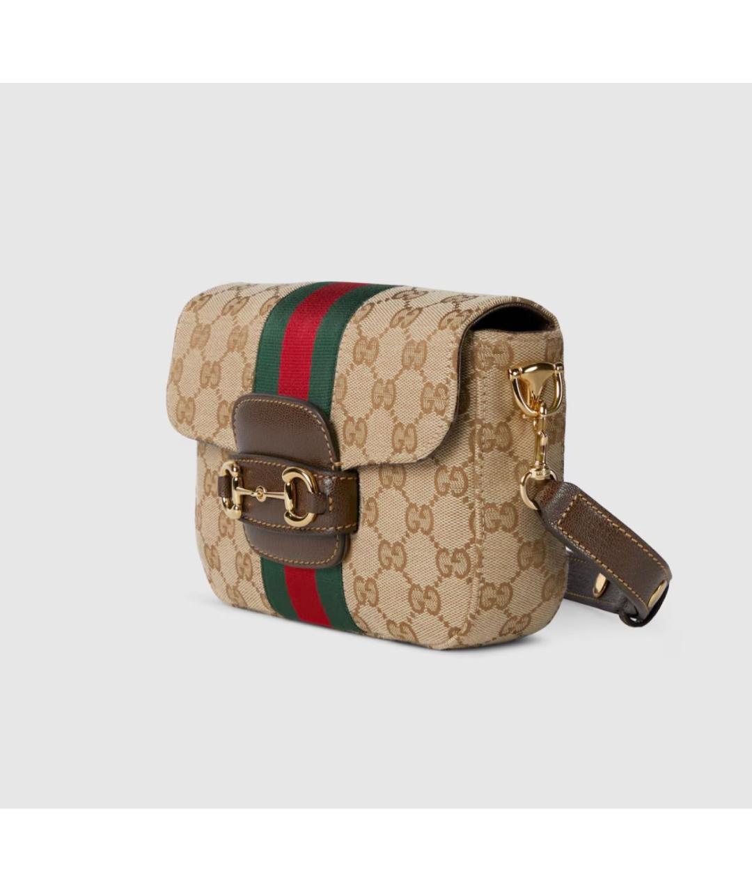 GUCCI Бежевая сумка через плечо из канвы, фото 2