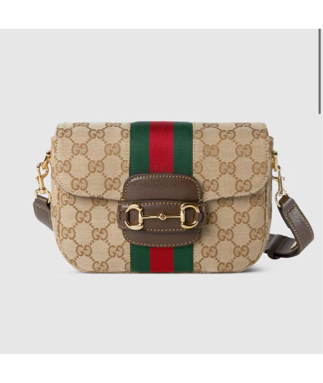 GUCCI Бежевая сумка через плечо из канвы, фото 6
