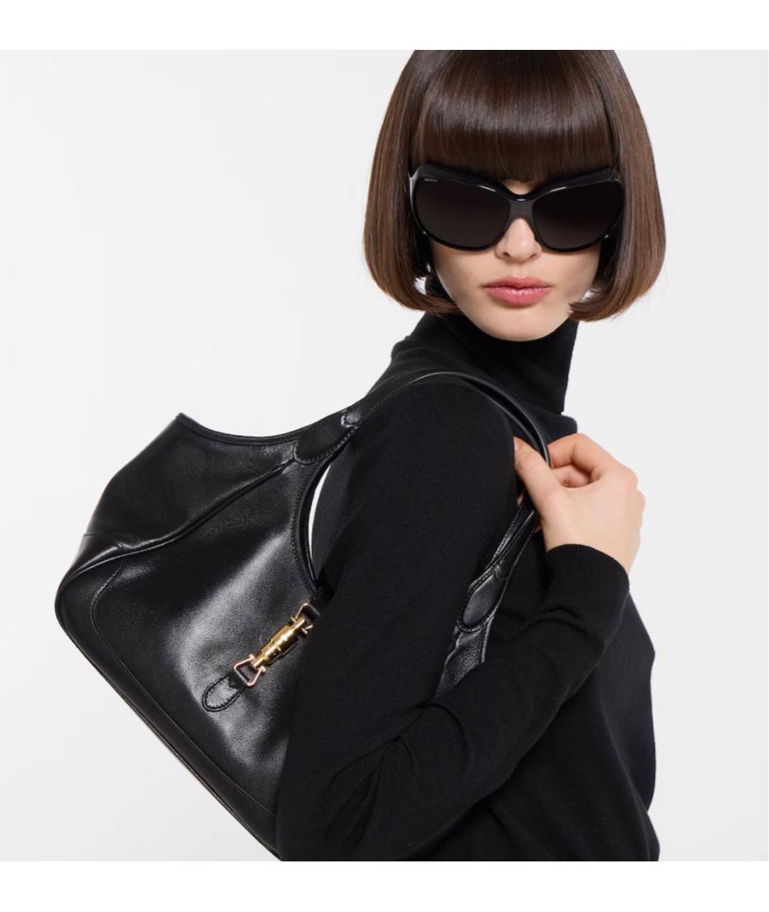 GUCCI Черная кожаная сумка тоут, фото 3