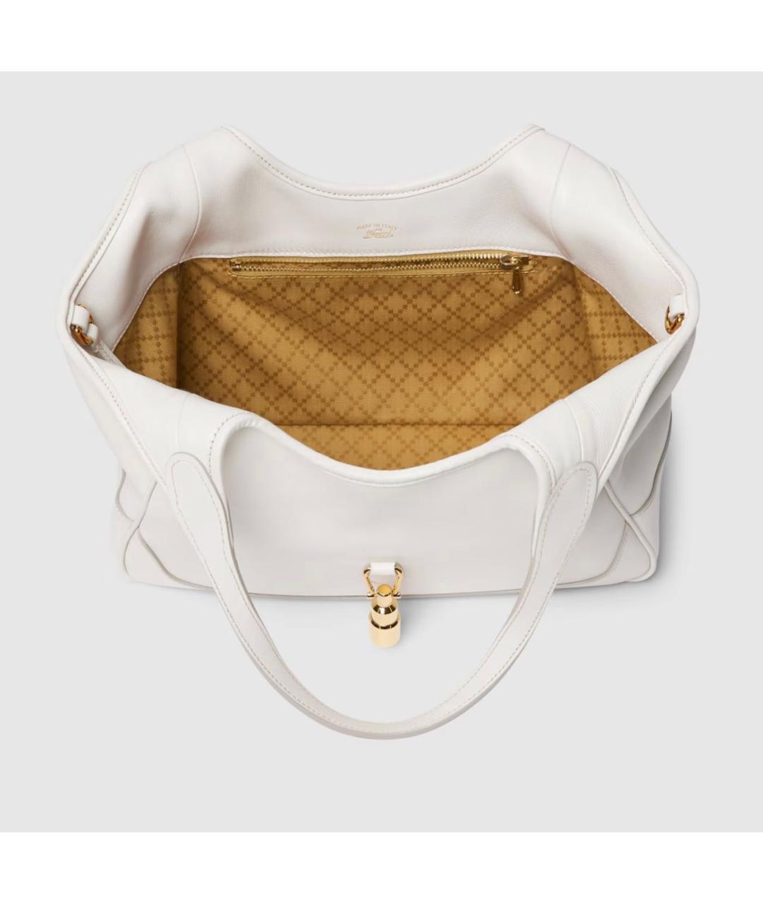 GUCCI Белая кожаная сумка тоут, фото 6