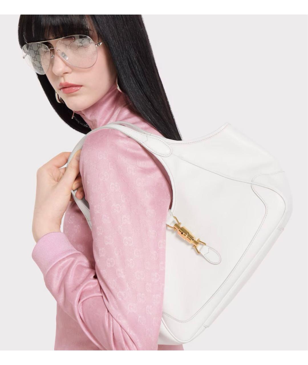 GUCCI Белая кожаная сумка тоут, фото 3