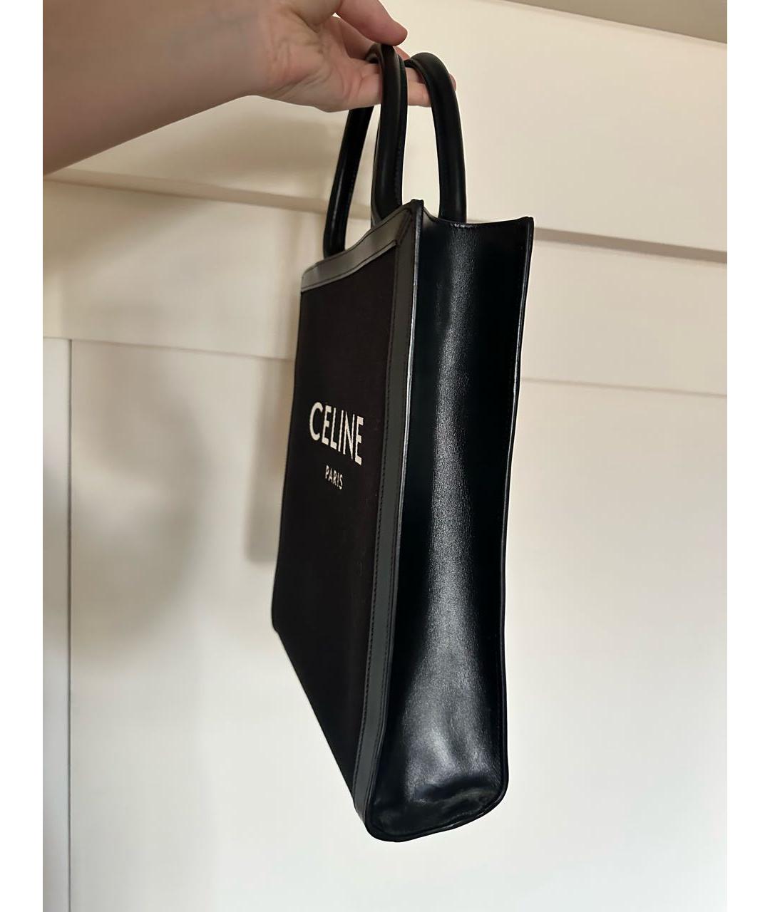CELINE Черная кожаная сумка тоут, фото 3