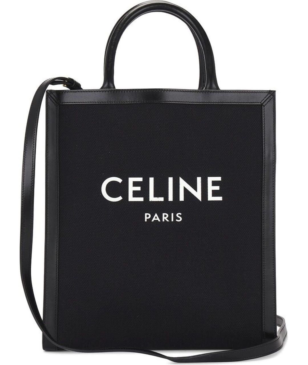 CELINE Черная кожаная сумка тоут, фото 1
