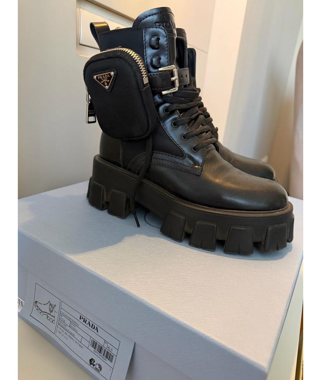 PRADA Черные кожаные ботинки, фото 3