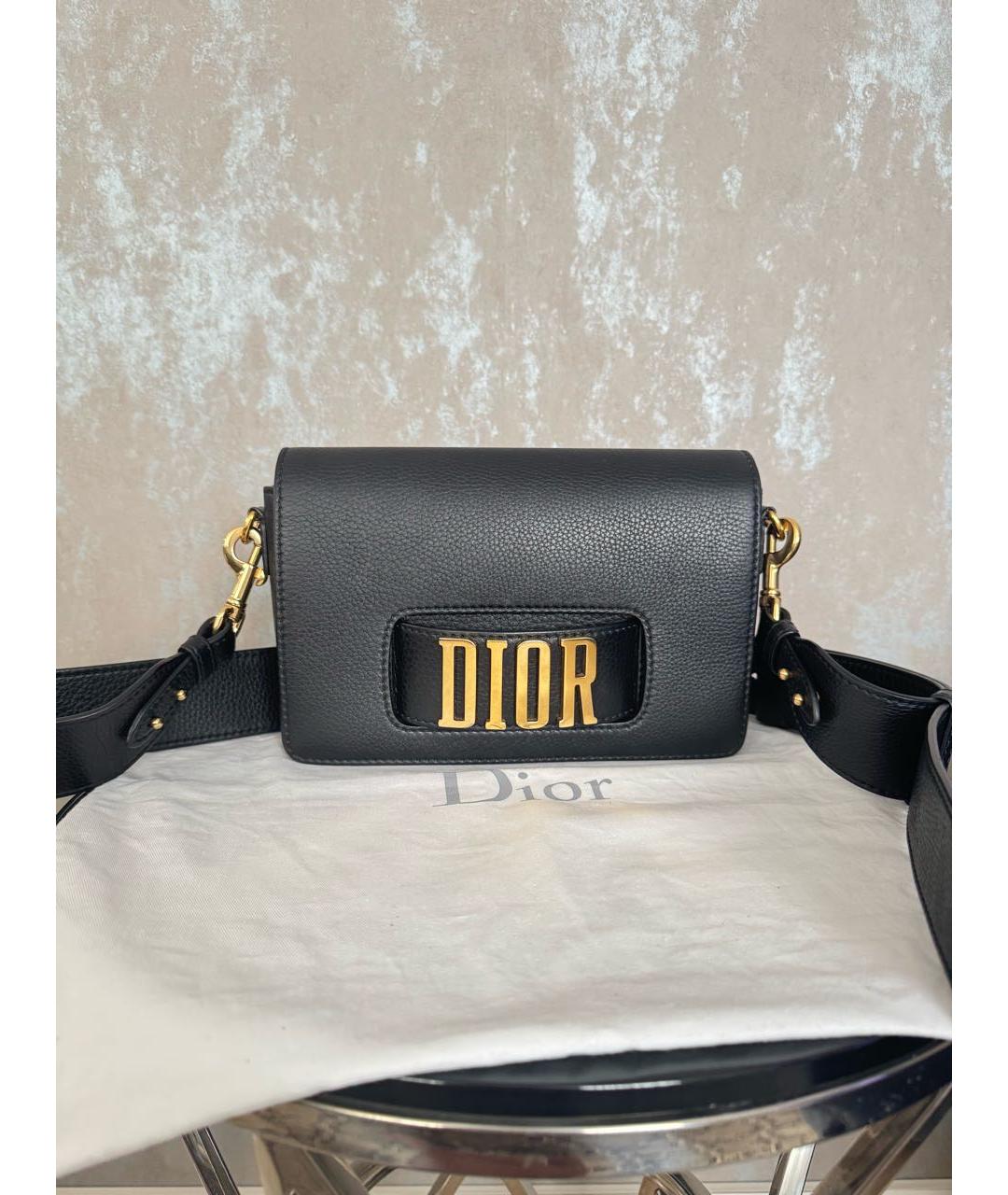 CHRISTIAN DIOR Черная кожаная сумка через плечо, фото 2