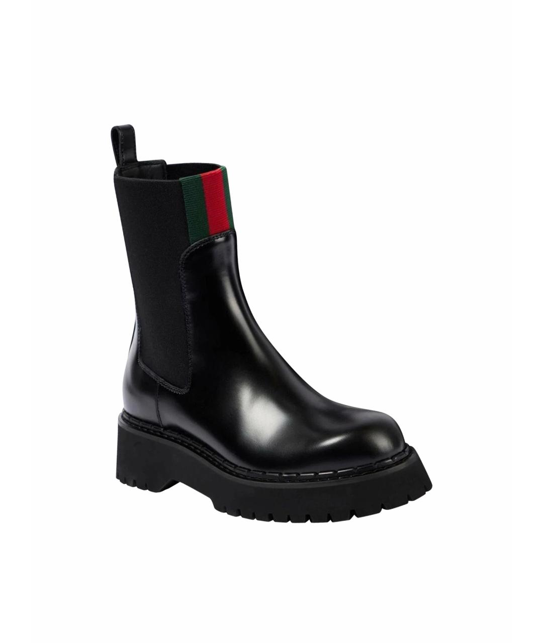 GUCCI Черные кожаные ботильоны, фото 1