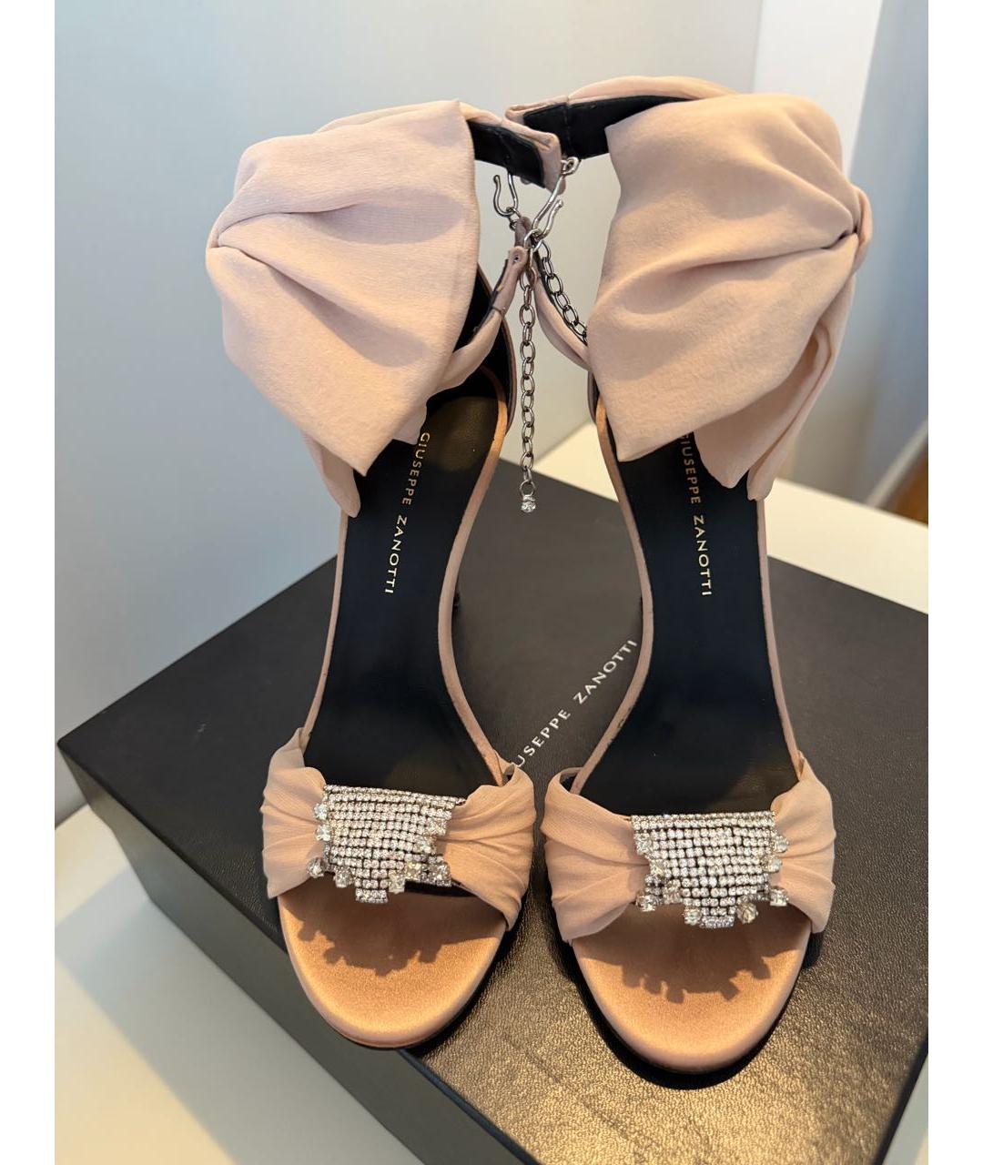 GIUSEPPE ZANOTTI DESIGN Бежевые текстильные босоножки, фото 2