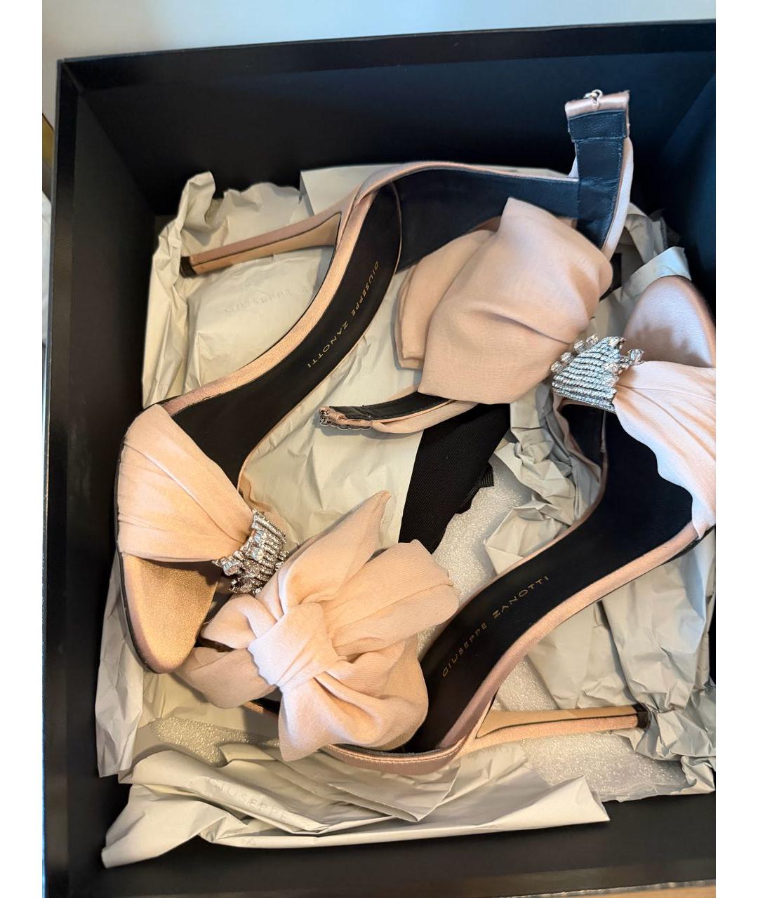 GIUSEPPE ZANOTTI DESIGN Бежевые текстильные босоножки, фото 6