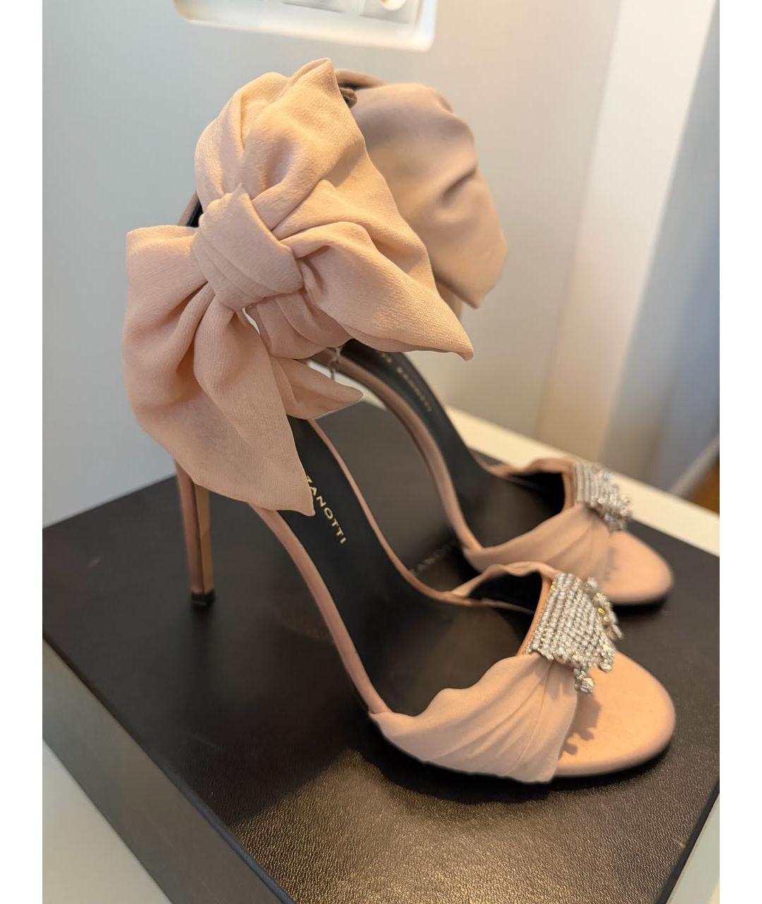 GIUSEPPE ZANOTTI DESIGN Бежевые текстильные босоножки, фото 5