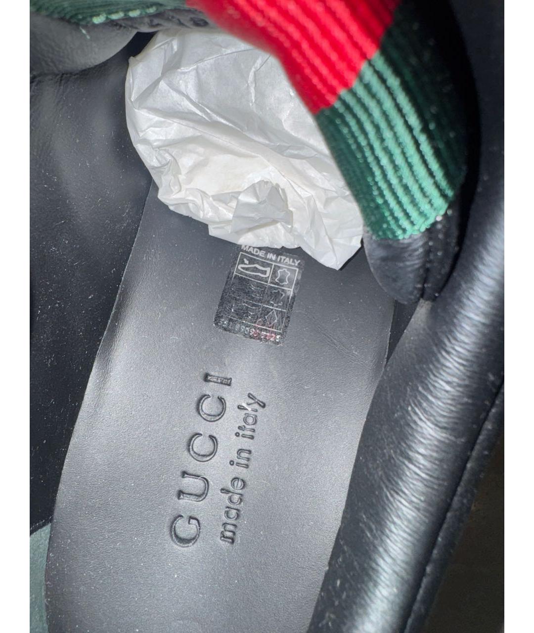 GUCCI Черные кожаные низкие кроссовки / кеды, фото 3