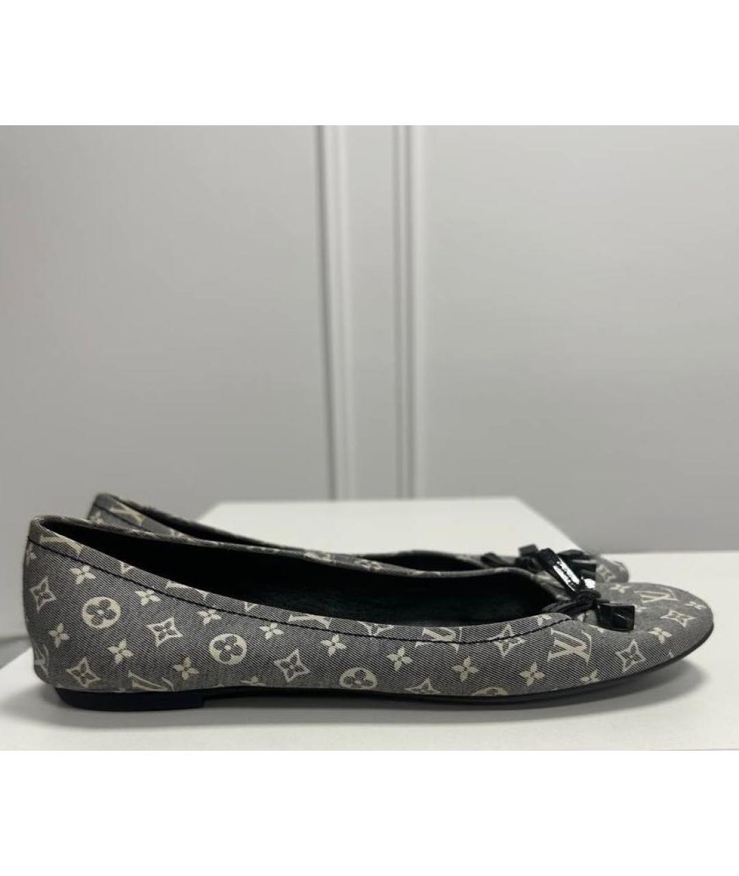 LOUIS VUITTON Серые текстильные балетки, фото 4