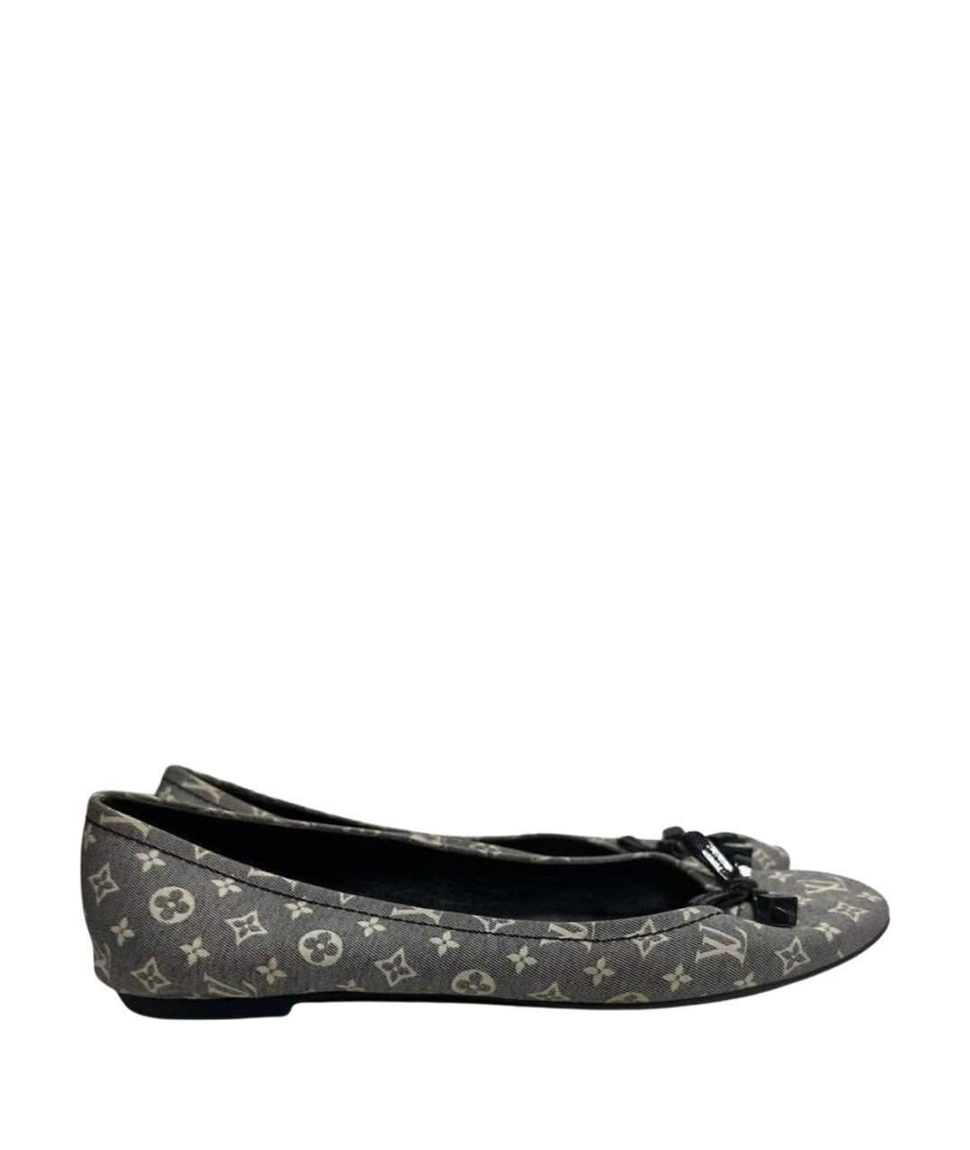 LOUIS VUITTON Серые текстильные балетки, фото 1