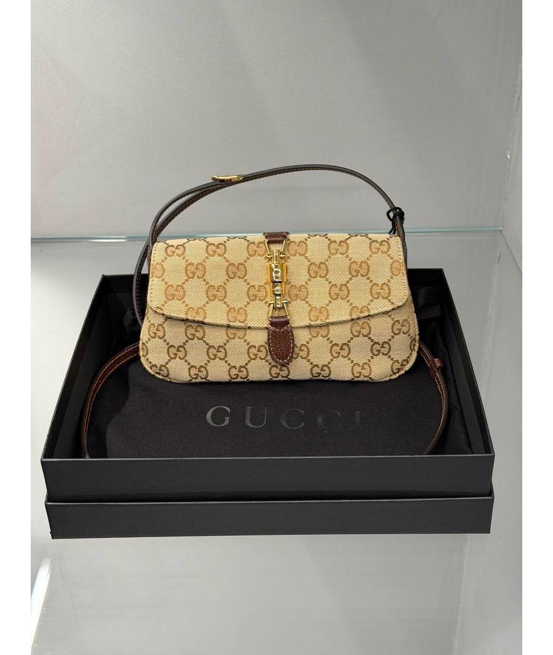 GUCCI Коричневая сумка через плечо из канвы, фото 3