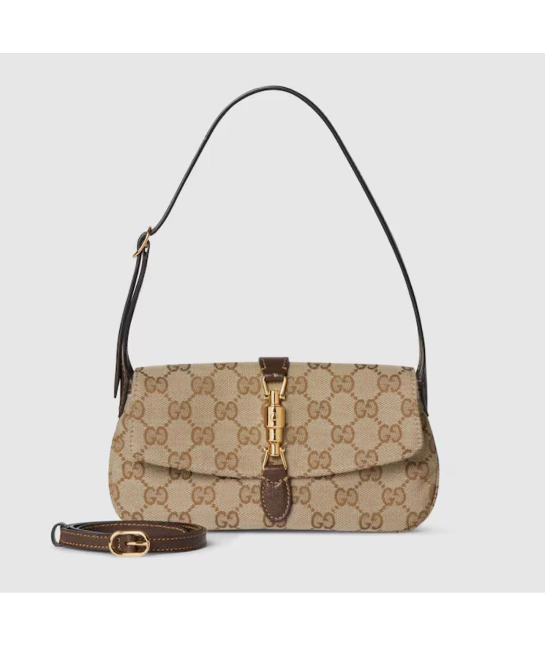 GUCCI Коричневая сумка через плечо из канвы, фото 6