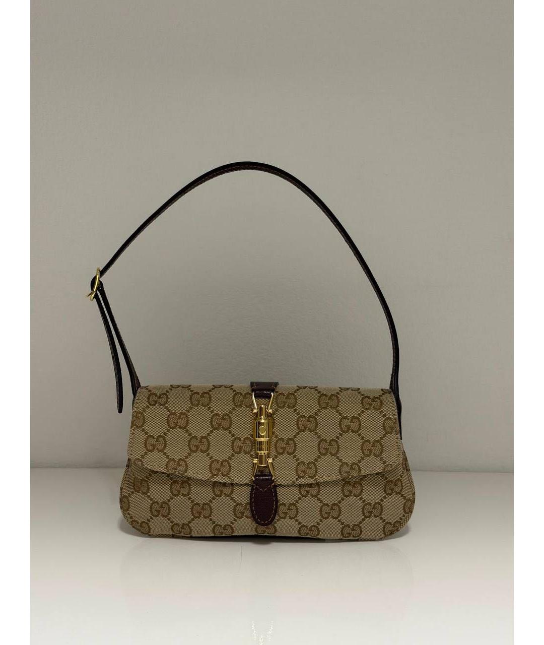 GUCCI Коричневая сумка через плечо из канвы, фото 4
