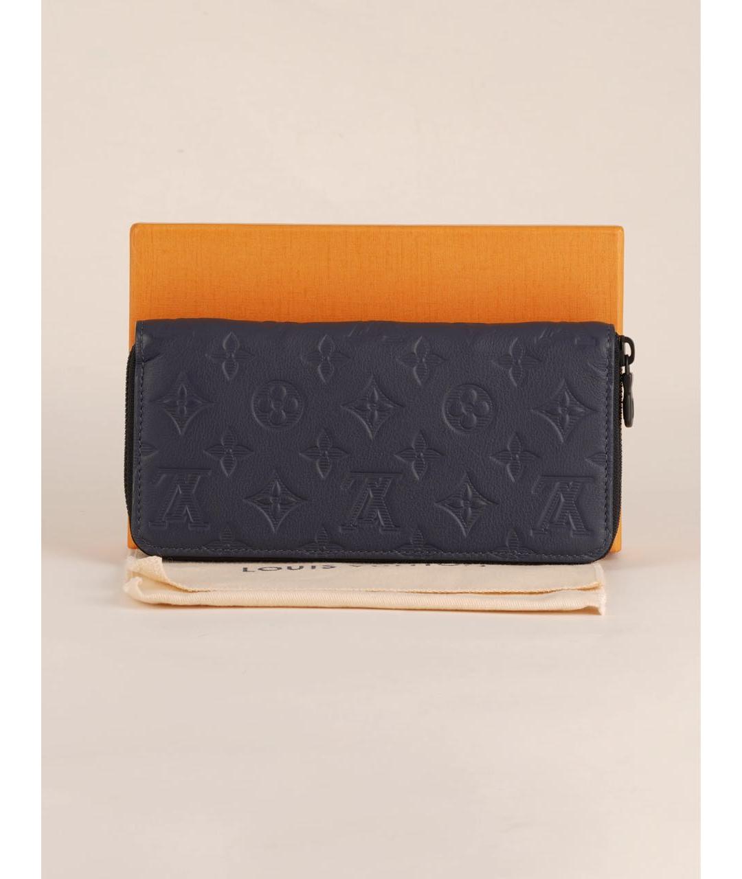 LOUIS VUITTON Темно-синий кожаный кошелек, фото 2