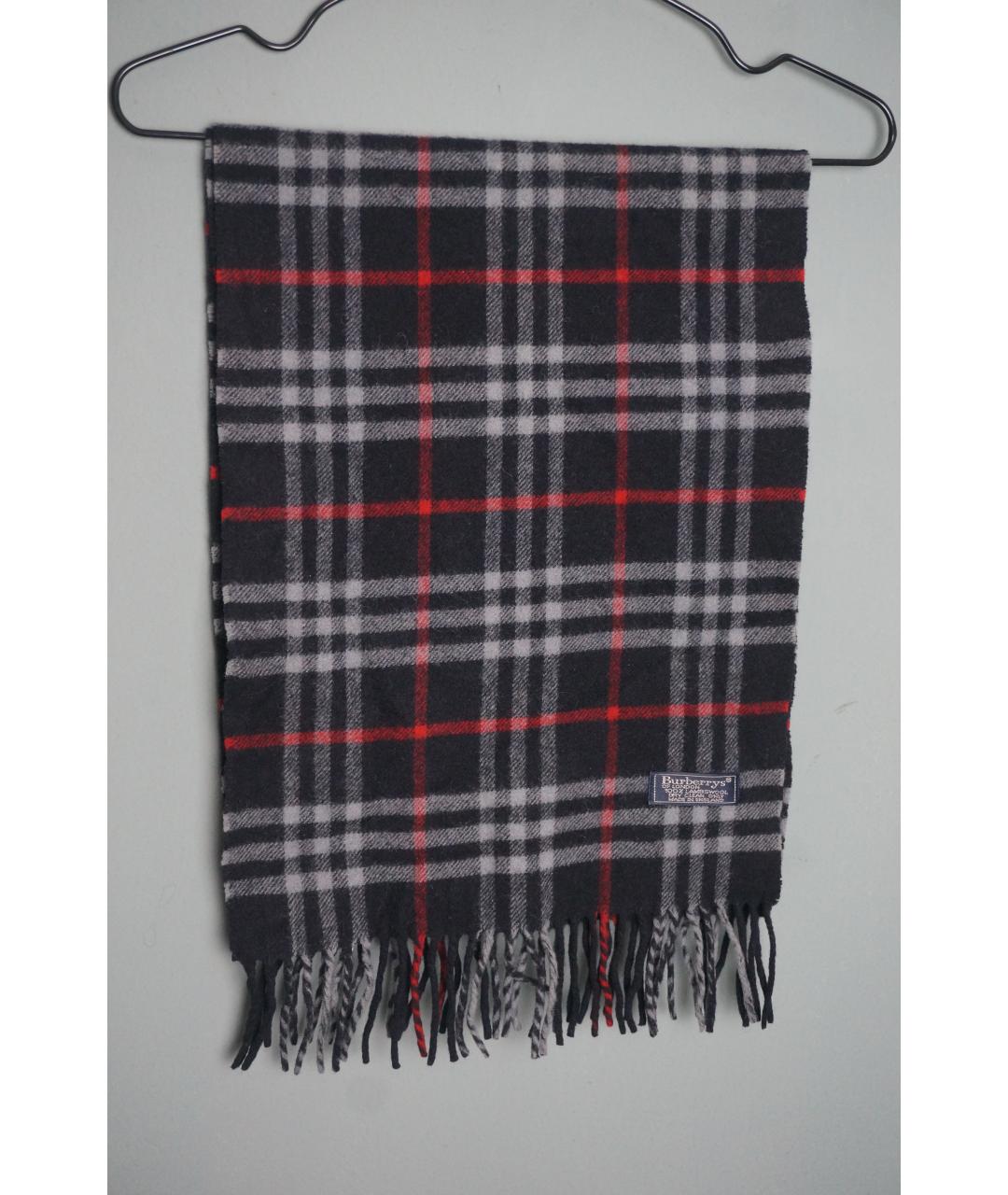 BURBERRY Темно-синий шерстяной шарф, фото 3
