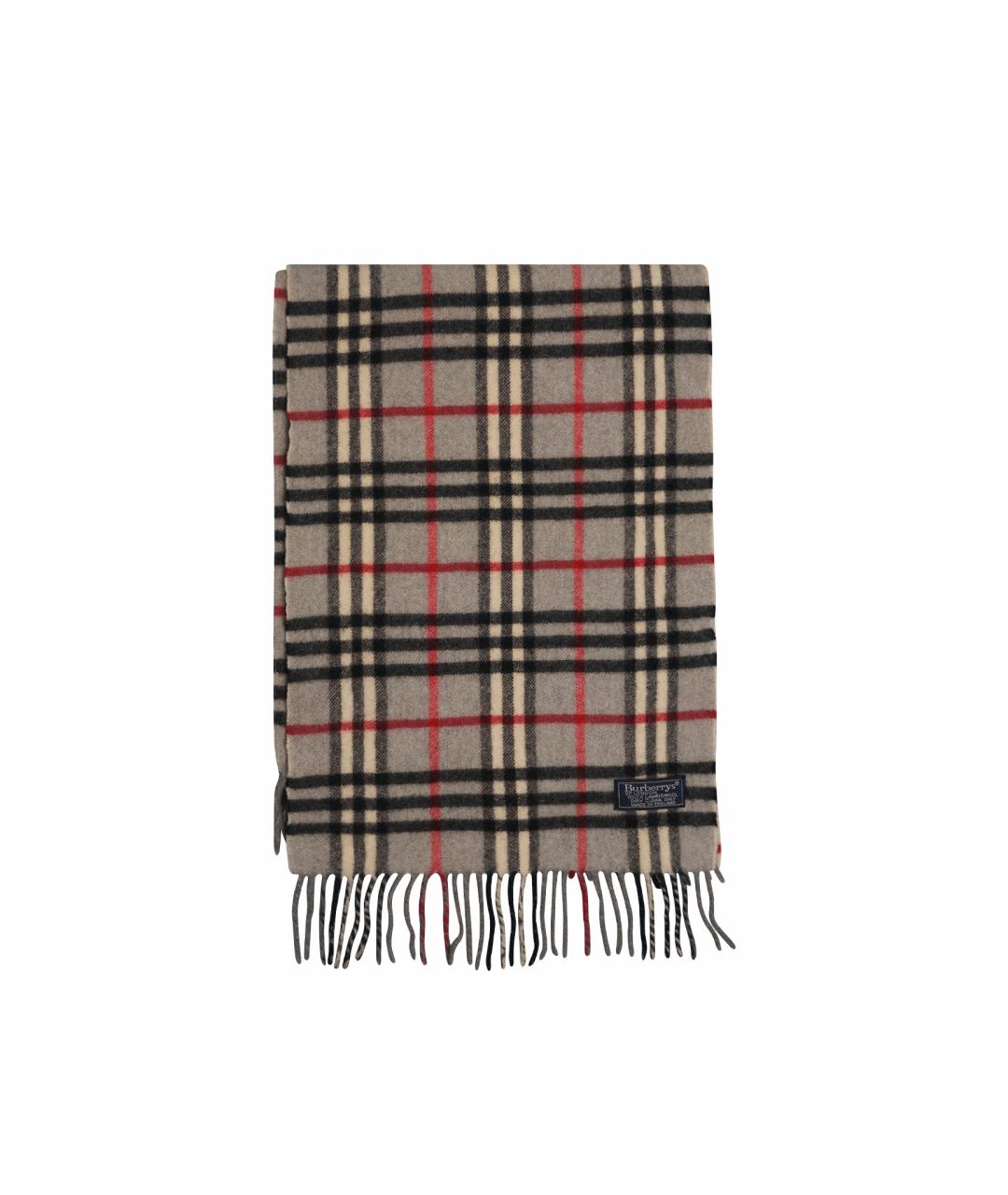 BURBERRY Серый шерстяной шарф, фото 1