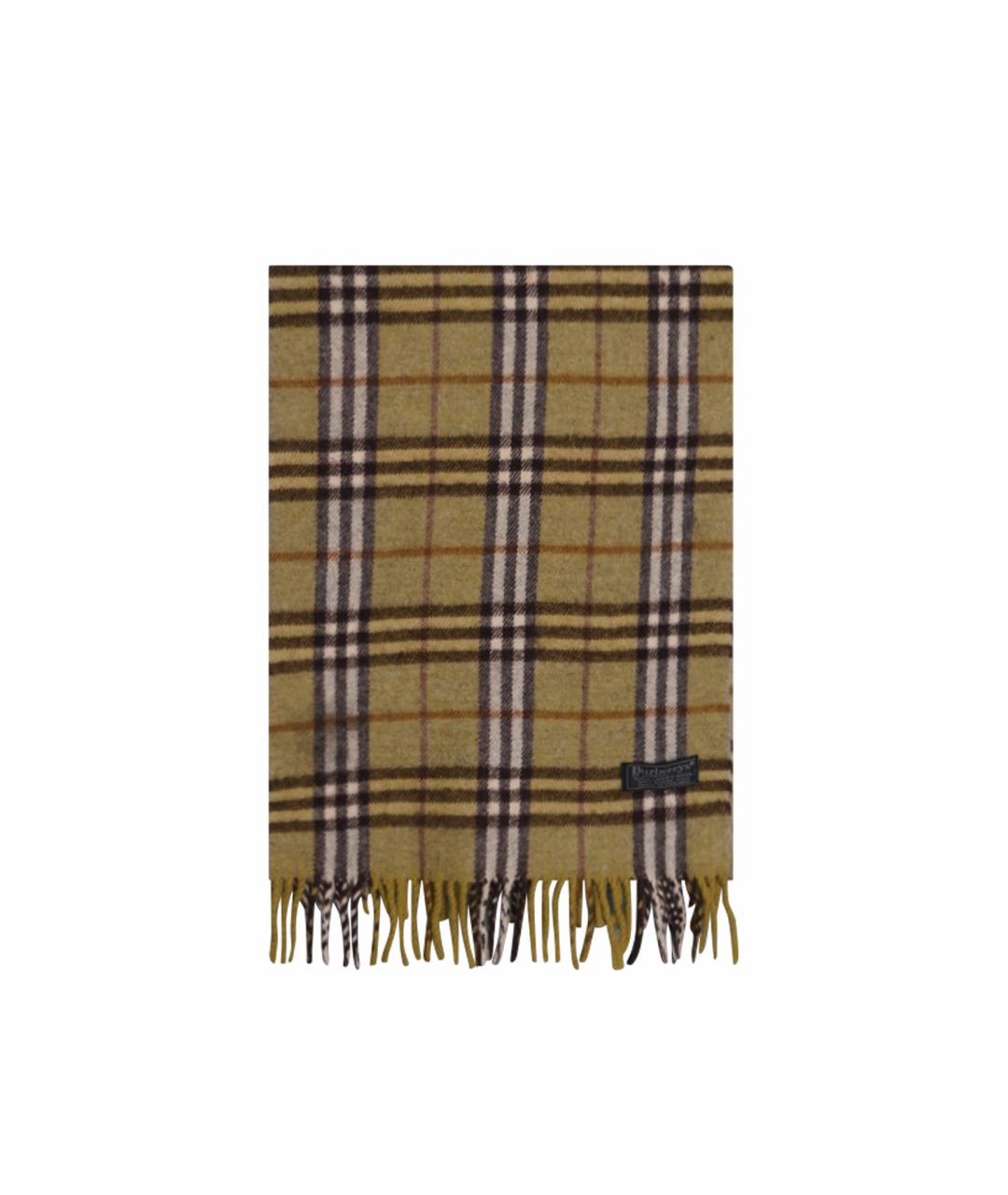 BURBERRY Зеленый шерстяной шарф, фото 1