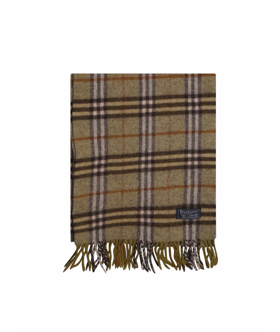 BURBERRY Зеленый шерстяной шарф, фото 1