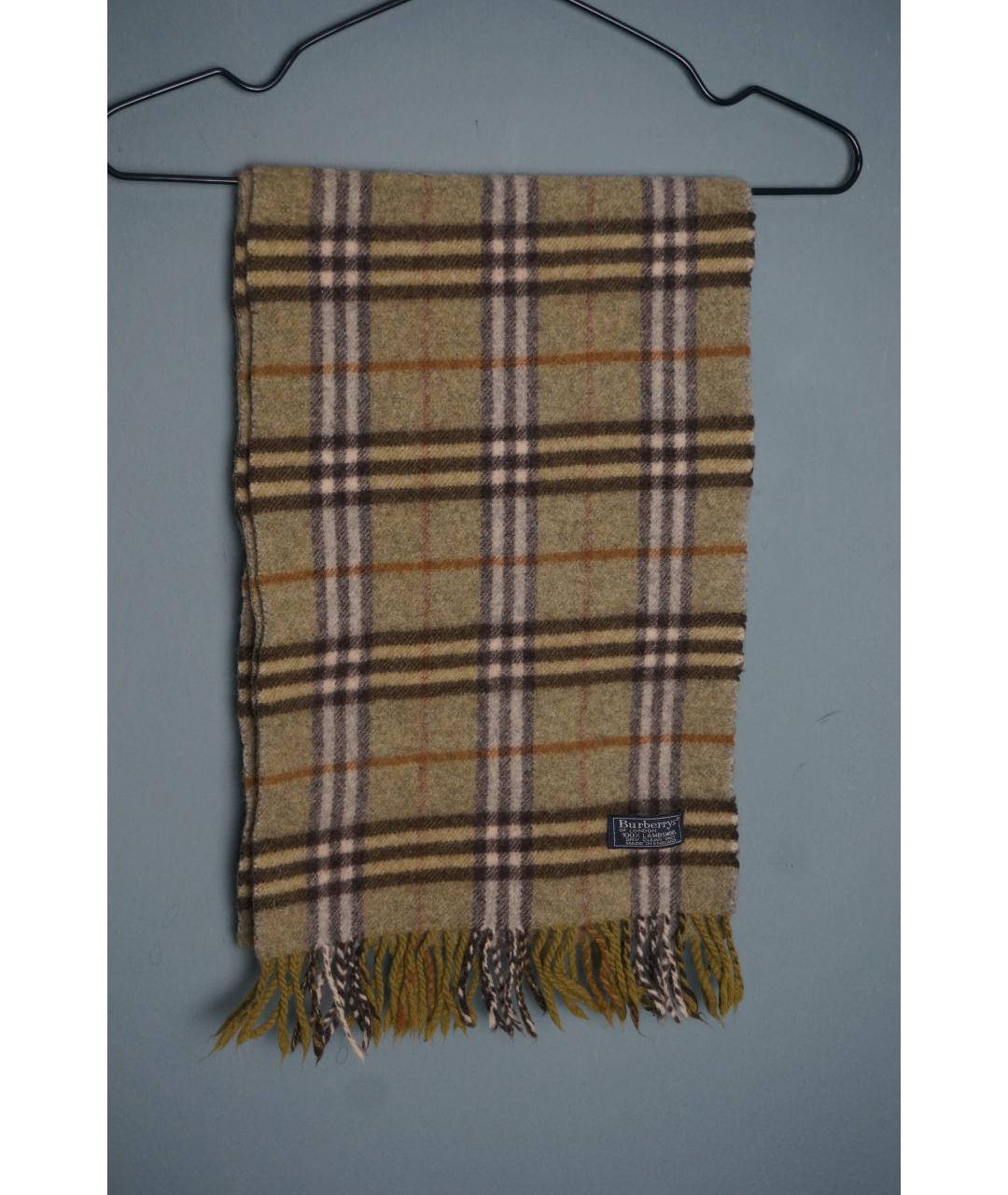 BURBERRY Зеленый шерстяной шарф, фото 3