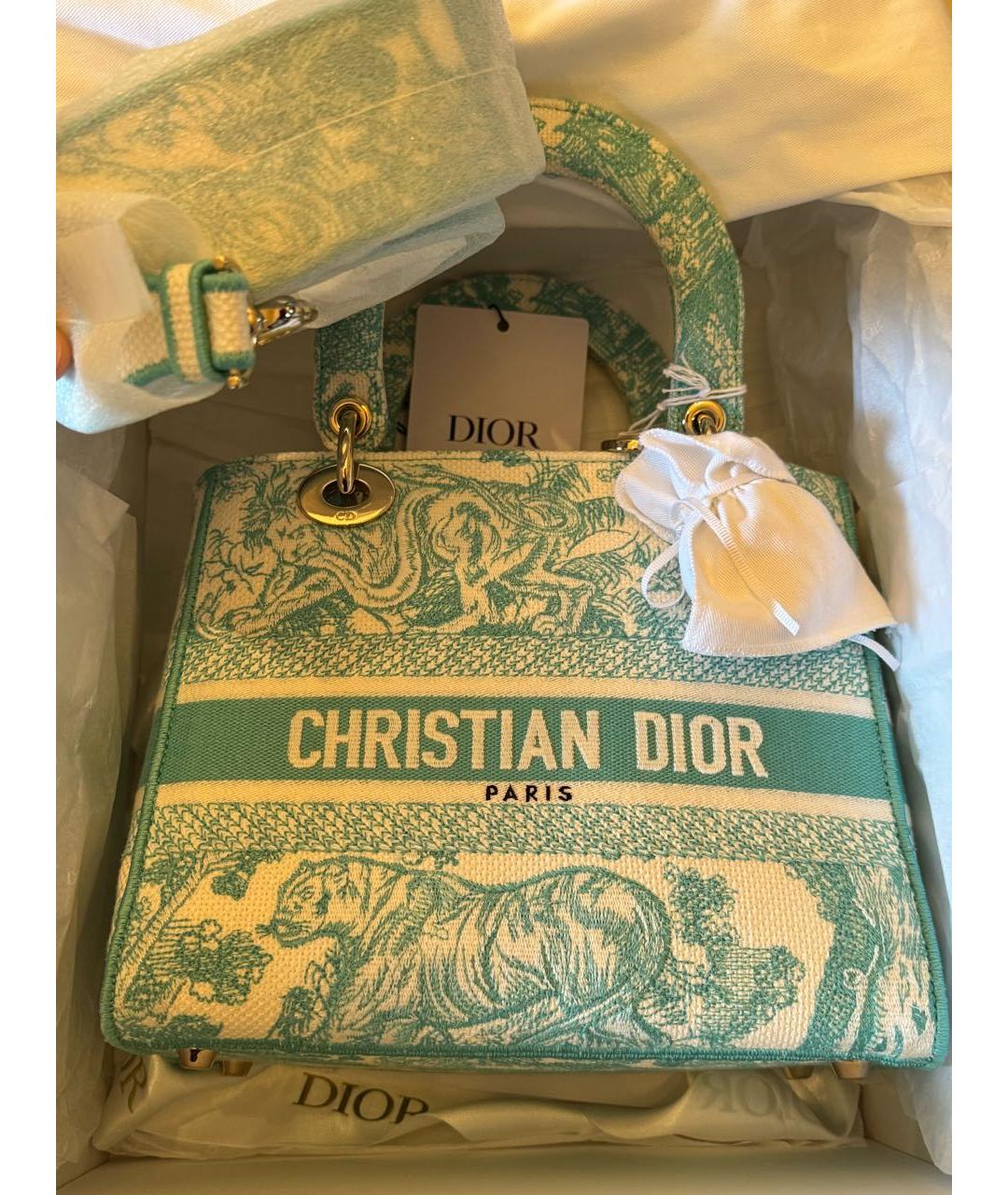 CHRISTIAN DIOR Голубая сумка с короткими ручками из канвы, фото 3