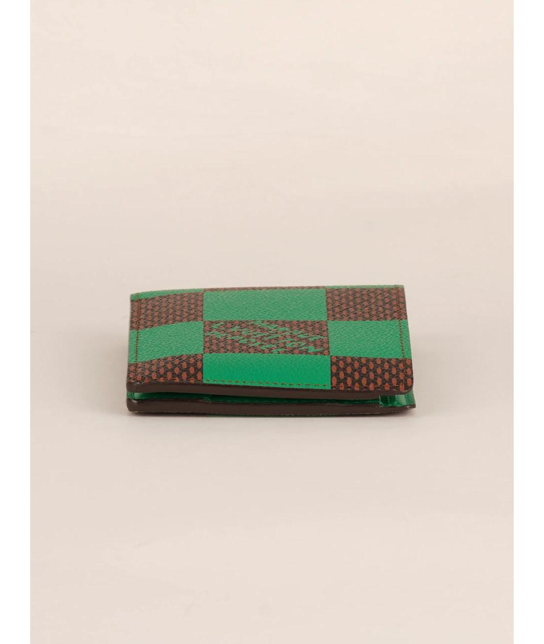 LOUIS VUITTON Зеленый кожаный кошелек, фото 6