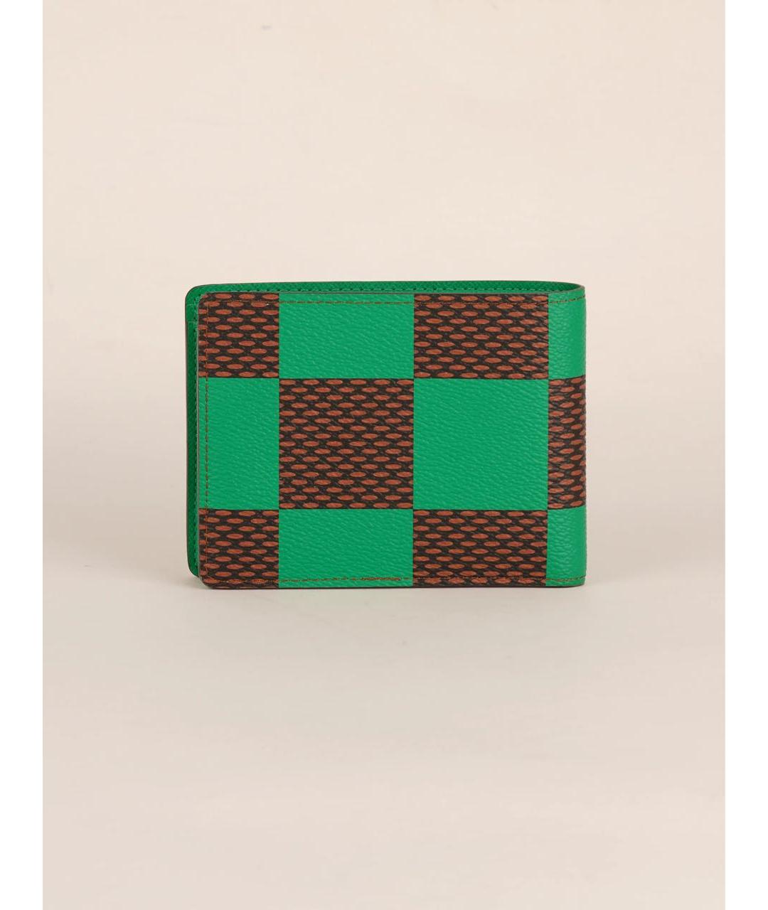 LOUIS VUITTON Зеленый кожаный кошелек, фото 3