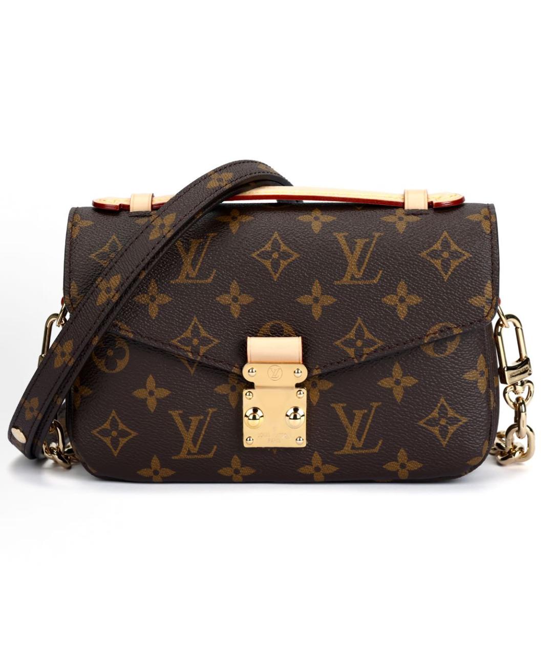 LOUIS VUITTON Коричневая кожаная сумка через плечо, фото 9
