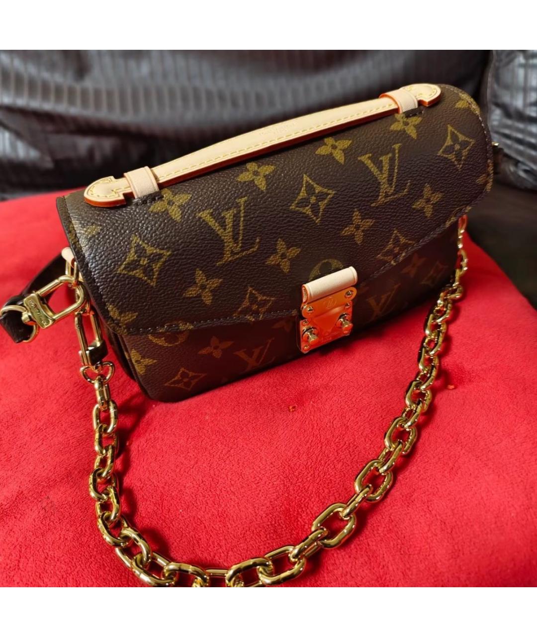 LOUIS VUITTON Коричневая кожаная сумка через плечо, фото 8