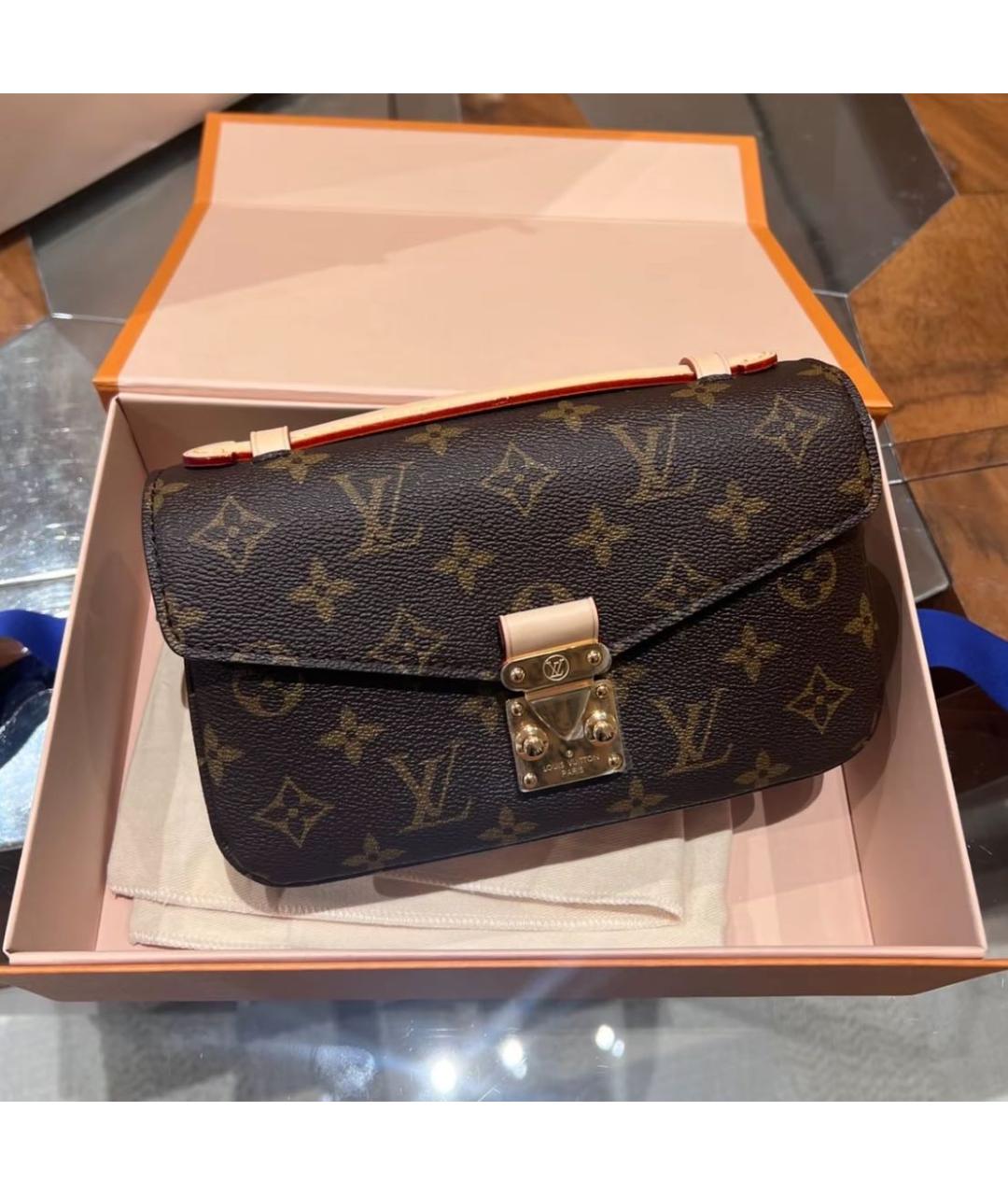 LOUIS VUITTON Коричневая кожаная сумка через плечо, фото 7
