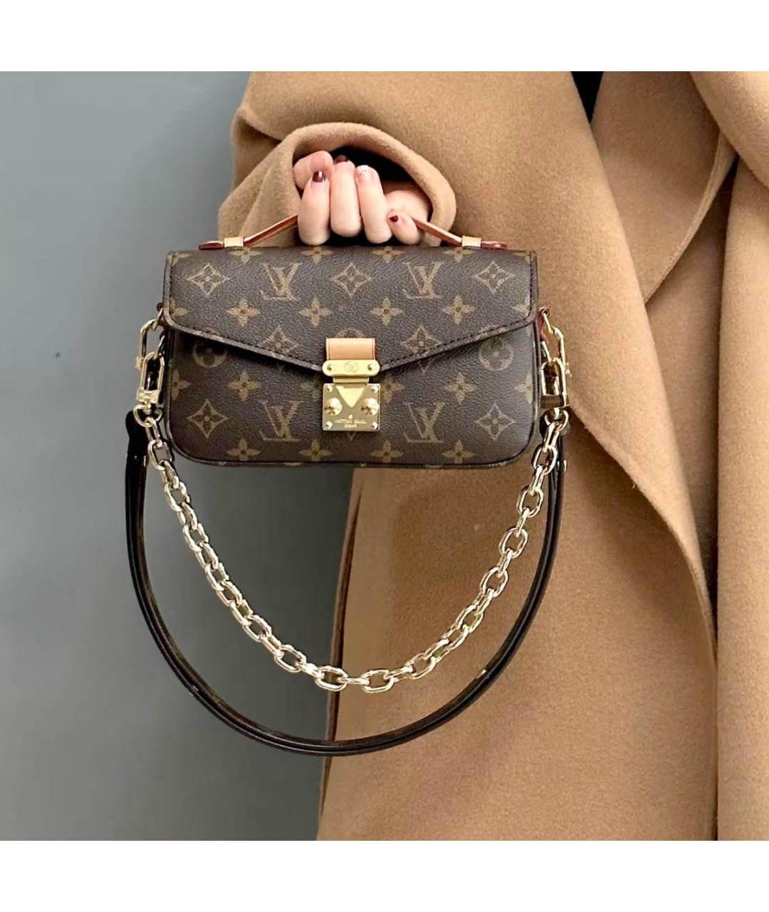 LOUIS VUITTON Коричневая кожаная сумка через плечо, фото 5