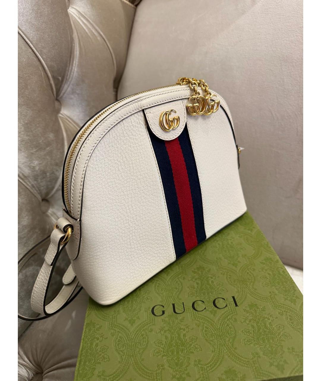 GUCCI Белая кожаная сумка через плечо, фото 2