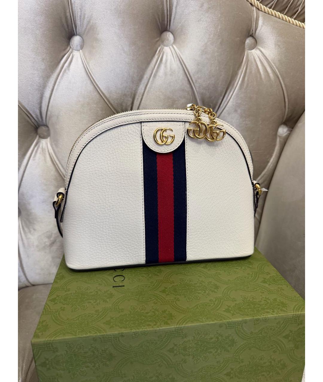 GUCCI Белая кожаная сумка через плечо, фото 6