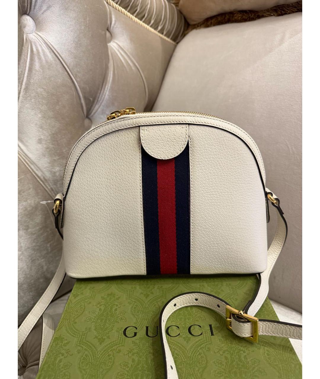 GUCCI Белая кожаная сумка через плечо, фото 3