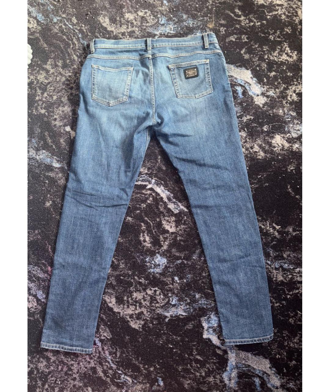 DOLCE&GABBANA Синие хлопковые прямые джинсы, фото 2